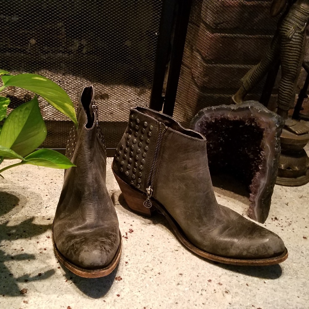 Free People Distressed Black Booties